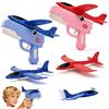 LTFIOON 4 Pezzi Aereo Polistirolo con 2 Pistole Catapulta, Aeroplano Giocattolo Aliante in Schiuma - 2 in 1 (Catapulta & Lancio a mano), Regalo di Compleanno per Bambini e Bambine da 3 anni