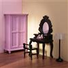 Minamzee 1:12 Set Guardaroba Per Case Delle Bambole, 5 Pezzi Mini Armadio Aperto Viola, Cassettiera Con Sgabello, Lampada Da Terra E Piccoli Accessori Per Arredamento Camera Da Letto