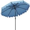 COSTWAY Ombrellone da Giardino 271/270 cm con Manovella, Ombrellone da Spiaggia con Inclinazione Regolabile, con 8 Stecche, per Giardino, Spiaggia e Balcone (Blu, 271 cm)