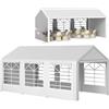 Outsunny Gazebo da Giardino 6x3 m con Finestre Laterali 3 Stanze Bianco