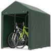 Outsunny Tenda da giardino per attrezzi e biciclette 1,2x1,8x1,65 m, capanno da esterno con 2 vani, porta avvolgibile con cerniera, impermeabile e anti-UV, garage portatile, verde