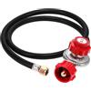 GasOne 2109-RED - Regolatore Regolabile ad Alta Pressione 0-20 PSI con Tubo Flessibile Rosso Tipo QCC-1, Funziona con Serbatoi di propano statunitensi più recenti