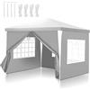 Ansobea Gazebo da giardino, 3 x 3 m, impermeabile, resistente ai raggi UV, 100 g/m², in PE di alta qualità, con 4 parti laterali, colore bianco