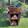 PakketPanda Plancha - BBQ - Griglia - Braciere - Acciaio Corten - ASH Phoenix - Colore ruggine - Piastra per barbecue - Plancha per esterni - Anello per griglia 60Ø x 115 cm - Extra Large - Camino da giardino