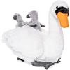 Uni-Toys - Cigno con bambini - 24 cm (altezza) - Uccello di peluche - peluche, peluche, bianco