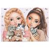 Depesche 13578 TOPModel Cat Love - Portagioie in viola, con motivo di modelle e gatti, portagioie con codice, suono e specchio