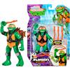 Playmates TURTLES - Personaggio Michelangelo Alto 15 Cm, Action Figure Articolata Tartarughe Ninja Dotata Di Accessori E Funzione Meccanica Interattiva Lancia Armi, Per Bambini Dai 3 Anni