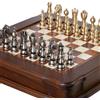 Italfama Fatto a Mano Ottone Scacchi Set XL Betulla Tavolo W/Conservazione & Backgammon