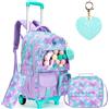 HTgroce Zainio Per Bambini Trolley Scuola Elementare Ragazza, Sirena Zainetto Scuola Elementare Bambina Set, Trolley 3 in 1 con Spallacci Per Zaino Bambini