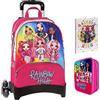 FCP Trolley scuola Rainbow High Rosa 3 RUOTE con zaino staccabile + Astuccio 3 piani + diario 2022/2023 + Omaggio 7 Penne Scatto cancellabili + Penna Luminosa LED e portachiave Paillettes