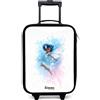 NoBoringSuitcases.com® Valigia Per Bambini Compatto 48x31x19 cm Bagaglio Ultraleggero Trolley A Mano Rigidi LED Ruote Valigie Neonato - Ragazze - Fata - Blu