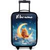 NoBoringSuitcases.com NoBoringSuitcases© Valigia Per Bambini Personalizzato Con Un Nome Bagaglio | 48x31x19 cm - Ultraleggero Trolley A Mano Rigidi LED Ruote Da Viaggio - Ragazze - Mostro - Luna - Arancione