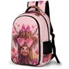 WECECE Zainetto Cute Highland Cow Ragazze Scuola Media Borsa Scolastica Cow Motif Ragazzi Classe 7-9 Porta del Frigorifero Cartella Scolastica Classe 8-10, Daypack Gita Lezioni