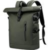 BOJHGO Zaino alla moda con parte superiore arrotolabile for donna, espandibile, impermeabile, borsa for laptop da 15,6 pollici, grande capacità, viaggio, zaino casual for la scuola Zaino Rolltop(Green)