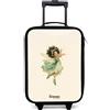 NoBoringSuitcases.com® Valigia Per Bambini Compatto 48x31x19 cm Bagaglio Ultraleggero Trolley A Mano Rigidi LED Ruote Valigie Neonato - Ragazze - Fata della Foresta - Verde