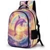 WECECE Zainetto Dolphin Ragazzi Classe 7-9 Zaino Scuola Sea Creature Ragazza 11-15 Anni Cartella per Lezioni Viaggio, Bookbag Attività Scolastiche Gita Viaggio Leggero Resistente
