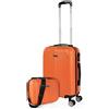 ITACA - Bagaglio A Mano Rigido Leggero Bagaglio A Mano 55X40X20 con 4 Ruote Silenziose Trolley Cabina Viaggio Aereo Ergonomico Durevole. Compatibile Ryanair, Tangerino