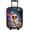 NoBoringSuitcases.com® Valigia Per Bambini Compatto 48x31x19 cm Bagaglio Ultraleggero Trolley A Mano Rigidi LED Ruote Da Viaggio - Ragazzo - Creatura - Giallo - Spazio