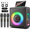HWWR Karaoke con 3 Microfono Wireless, 120W cassa Bluetooth 5.3 Portatile con Subwoofer Aggiornato per Adulti, sistema PA con regolazione dell'eco, supporto TWS/TF Card/USB/AUX/Live