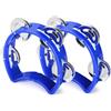 Flexzion Tamburello a mano strumenti musicali a percussione (blu, confezione da 2), strumento musicale in plastica mezza luna mini D palmare, jingle Bells