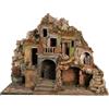 Chianese Presepe Artigianale Napoletano in Legno e Ceramica con Fontana Funzionante, Effetto Fuoco e Illuminazione Integrata, 80x45x67 cm | Presepe artigianale decorativo per interni