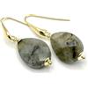 Generico Orecchini con Labradorite Grigia, Pendenti Vermeil Oro Made in Italy, Gioielli Minimalisti, Pietre Naturali
