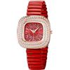 OIDEA Orologio elastico da donna: orologio da polso imitato con diamanti al quarzo per signora analogico quadrato cassa a spirale scala di numeri arabi - per il tempo libero affari regali, rosso