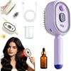 XJQ Electric Spray Air Cushion Massage Comb for Women, Portable Cordless Tool for Smoothing Styling & Frizz Control, Air Cushion Massage One-Click Self-Cleaning Comb (Purple)
