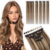 Elailite Extension Capelli Veri Clip Naturali 5 Ciocche Singole con Silk Lace 35cm 42g per Volume/Mèches #4/27 Marrone Cioccolato/Biondo Scuro