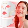 FOLOKE Maschera per terapia della luce LED per la cura della pelle, maschera per il viso e il collo a LED rossa, lunghezza d'onda per uso domestico, cura della pelle avanzata resa facile (bianco neve)