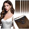 Elailite Extension Capelli Veri Clip Naturali 5 Ciocche Singole con Silk Lace 30cm 38g per Volume/Mèches #4 Marrone Cioccolato