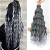 MLETULIPS Extensioni per capelli intrecciate all'uncinetto ricci, onde profonde, intreccio per capelli a onde oceaniche, morbide sintetiche, intreccio a onde d'acqua per donne (T1B/Grigio#, 40,6 cm