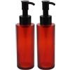 IWOWHERO Flaconi in Vetro Ambrato Pompa Airless 2 Pezzi da 100 Ml Distributori Ricaricabili per Olio Struccante e Cosmetici Contenitori da Viaggio Colore Vino per Cura della Pelle