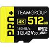 TEAMGROUP Scheda A2 Pro Plus da 512 GB Micro SDXC UHS-I U3 A2 V30, lettura/scrittura fino a 160/110 MB/s per Nintendo Switch, Steam Deck, tablet, smartphone con adattatore TPPMSDX512GIA2V3003