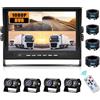 CAMECHO 1080P Telecamera Posteriore Monitor LCD da 9 con 4 Schermi Divisi Telecameres, supporto DVR Grandangolo, Impermeabile IP68, Telecamere di Visione Notturna per Camper/Camion/Rimorchi/Bus