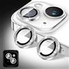 Zeponny Proteggi Obiettivo Fotocamera Compatibile con iPhone 12/12 Mini, Protezione per Obiettivo Della Fotocamera in Vetro Temperato 9H Glitterato, Anelli Metallici Individuali (Argento)