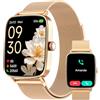 Yoever Smartwatch Donna, 1.85 Orologio Smartwatch con Chiamate e Notifiche WhatsApp, Fitness Tracker con Contapassi Sonno SpO2 Cardiofrequenzimetro, 110 Sportive, IP68 Smart Watch per Android iOS Oro