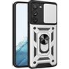 HONLEN Custodia Adatta per Samsung Galaxy S23 (6.1 Inches), Cover per PC Armor Anello kickstand con Base Magnetica - Argento