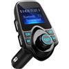 Hperu Trasmettitore FM per auto trasmettitore FM wireless per l'adattatore audio radio wireless con auto con chiamata senza mano LCD Display Music Player Car Black