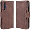 Jiajihua Custodia Compatibile con Honor 20 / 20S,Compatibile con Huawei Nova 5T Portafoglio [Doppio slot per schede][Flip Stand][Custodia del telefono][Chiusura magnetica] Brown