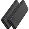 AsperX Power Bank 2 Pezzi, Powerbank 10000mAh Ultra Sottile & Leggero Ricarica Rapida, Ingresso e Uscita USB C con 2 Porte USB, Caricatore Portatile Porta per iPhone, Huawei, Samsung Galaxy etc