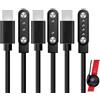 Sylkeov Set di 3 caricabatterie universali magnetici per orologi connessi, adattatori 2 pin 4 mm e 7,62 mm, cavo USB C caricatore 4 pin 2,6 mm, compatibile con smartwatch e fitness tracker