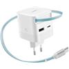 CUKTECH CP6 Caricatore USB C 65W GaN Ricarica Rapida con Cavo Retrattile Integrato (0,7 m), 3 Porte PD PPS, Alimentatore USB C per iPhone 17/16/15, Samsung S25, Xiaomi 17, MacBook, iPad Pro