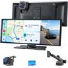 Avylet Schermo CarPlay da 10,25 con BSD AI Posteriore, Dash Cam Doppia 4K, Apple CarPlay e Android Auto Wireless, 60FPS 1920×720, Mirror Link, GPS, Navigazione, Controllo Vocale, Scheda TF 64GB