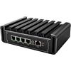 VENOEN Firewall Mini PC 2.5G 4 LAN, PC router senza ventola Celeron J6412, 16GB RAM 256GB SSD