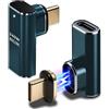IVIVTOR Adattatore Magnetico USB-C -2 Pezzi Adattatore Magnetic USB-C 90 Gradi 240W 5A Ricarica Rapida, Connettore Magnetico Tipo C Trasmissione dati a 80 Gbps per Laptop Tablet Telefono - Della Latta