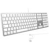 OMOTON Tastiera cablata per Mac, cavo tastiera con doppia porta (tipo C/USB), AZERTY francese tastierino numerico, compatibile con Apple Mac Pro/Mini, MacBook Air/Neo, iMac Pro, argento