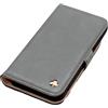 Porter Riley - Custodia in pelle compatibile con iPhone 17 Pro Max. premium in vera pelle con funzione supporto/portafoglio/copertura, con slot per carte e supporto orizzontale (Grigio & Rosa)