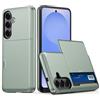 HAONANDE Custodia per Samsung Galaxy A16 / A17 con Scomparto Carte Nascosto, Cover Antiurto in PC Rigido TPU Morbido, Custodia Sottile Opaca con Slot Scorrevole, Donna Uomo Verde scuro