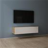 Mai & Mai Mobile TV per Televisore 120x40,2x30cm, Armadietto per TV con 2 Ante Armadietto Basso Soft-close per Soggiorno, Sala da Pranzo, Camera da Letto Fernsehschrank02, Marrone chiaro+Bianco opaco